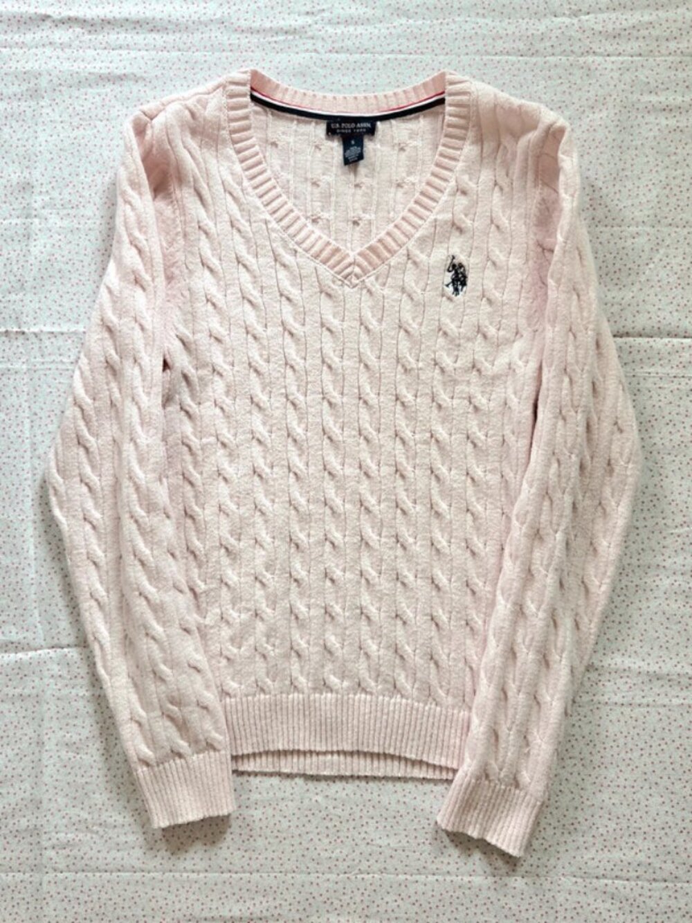 Baby Pink Polo Assn V-Neck Sweater